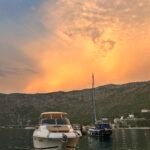 dubrovnik speedboat and sunset kiss